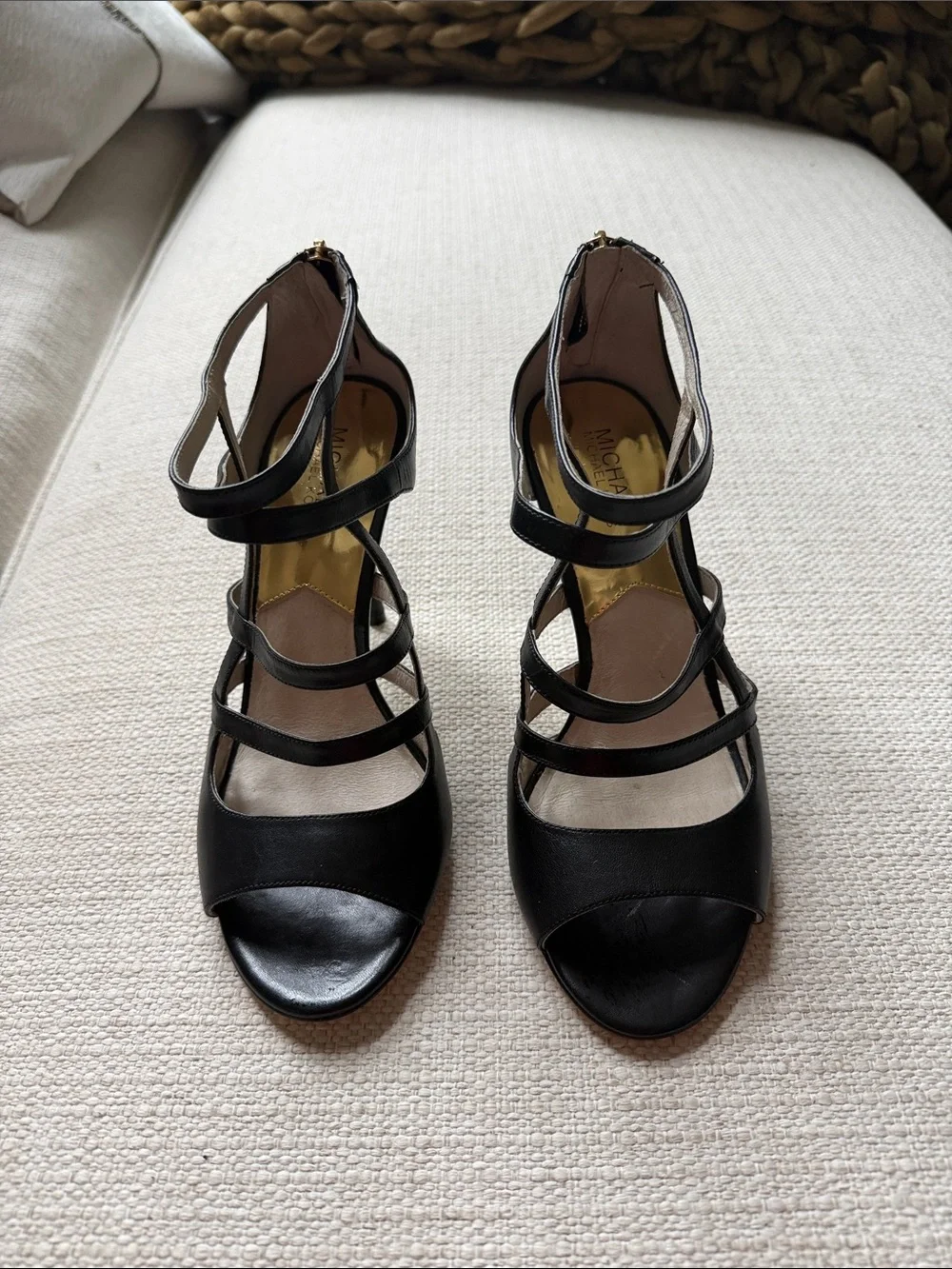 Michael Kors Black Strappy Open-Toe Heels